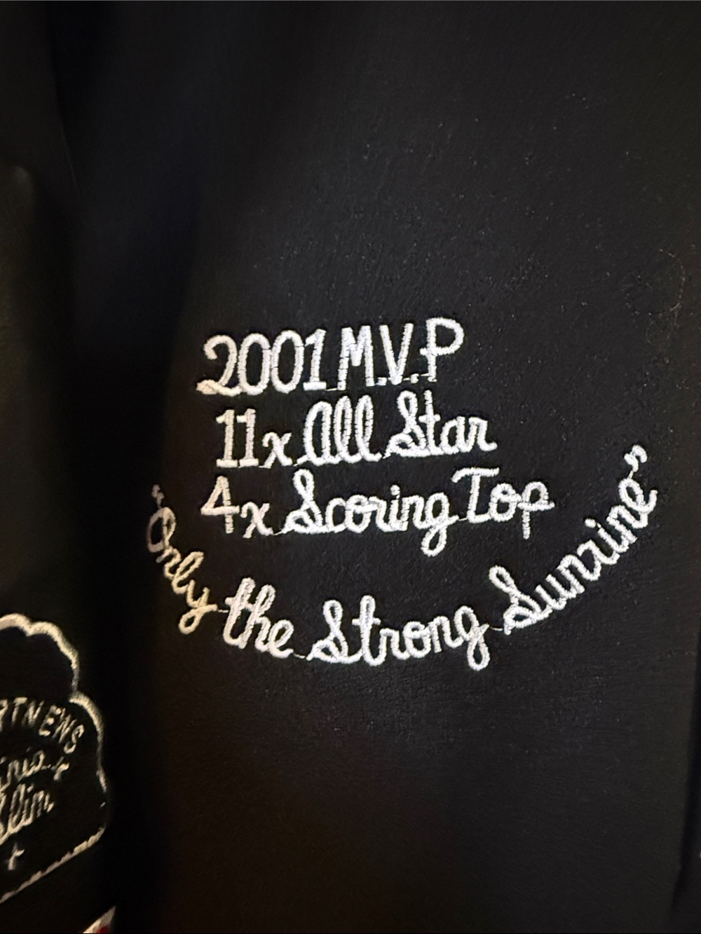 This item is an Allen Iverson "The Answer" tribute varsity letterman jacket. - Picture 4 of 10